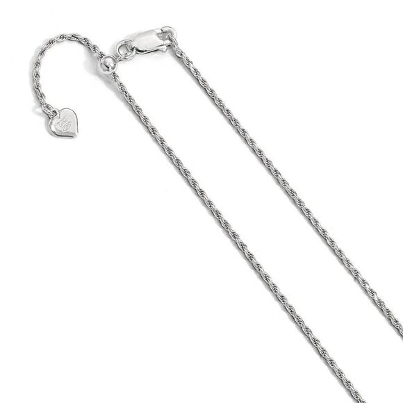 1.4mm Sterling Silver Adjustable Solid D/C Rope Chain Necklace, 30 In - Picture 1 of 5
